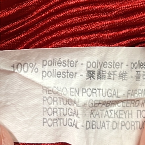 ZARA Kimono SLV Shimmer Ribbed Draped Lettuce Edge V-Neck Red Midi Party Dress S - Picture 13 of 16